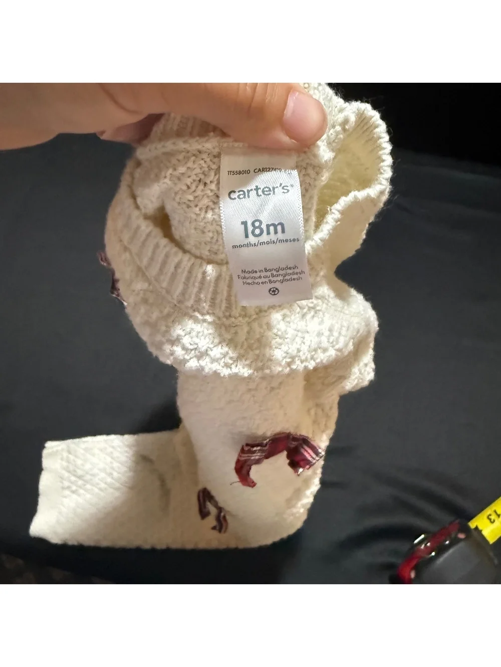Carter's 18M Cream Knit Baby Romper with Plaid Bows